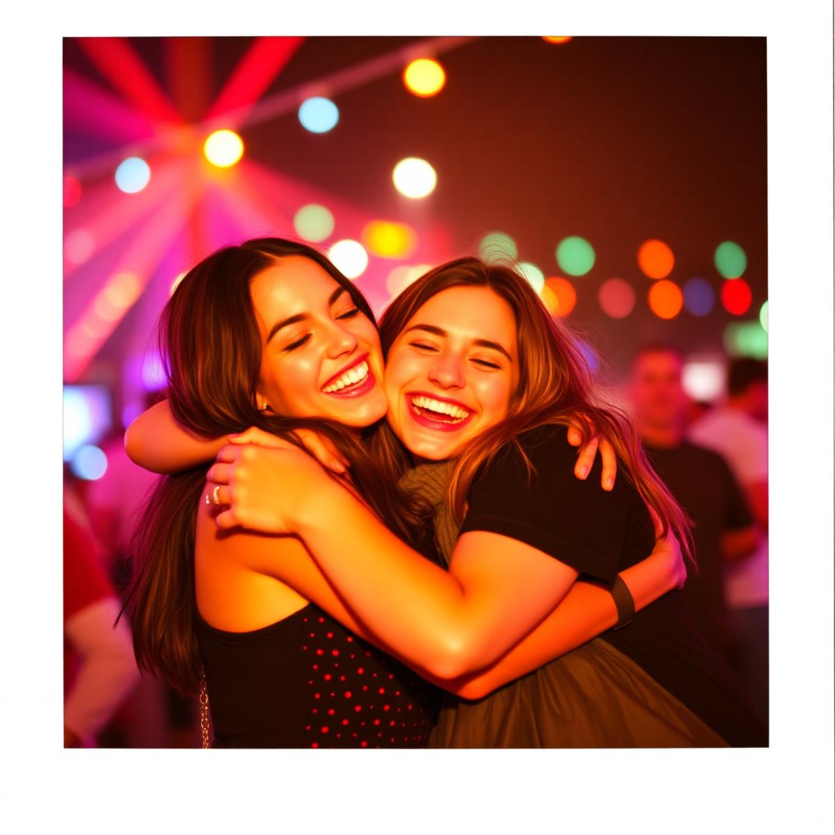 Twee vriendinnen lachen samen op het feest